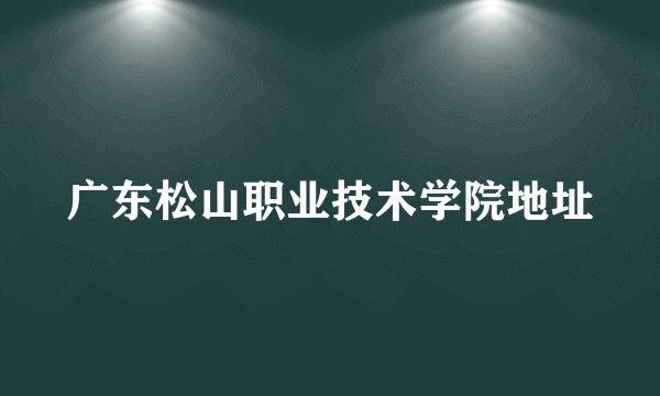 广东松山职业技术学院地址