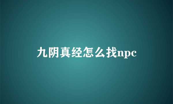 九阴真经怎么找npc