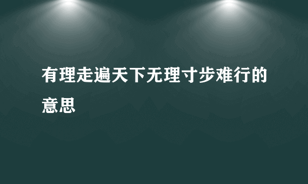 有理走遍天下无理寸步难行的意思