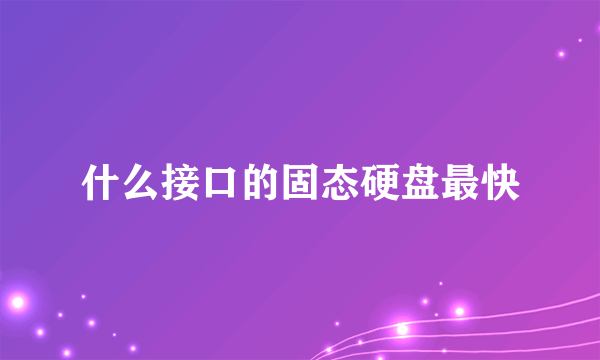 什么接口的固态硬盘最快