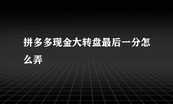 拼多多现金大转盘最后一分怎么弄