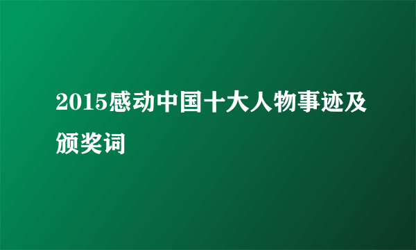 2015感动中国十大人物事迹及颁奖词