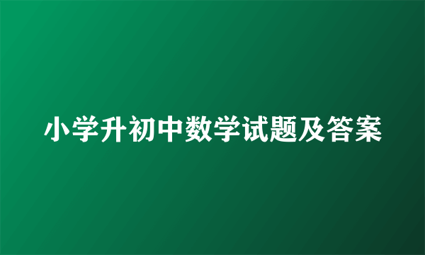 小学升初中数学试题及答案