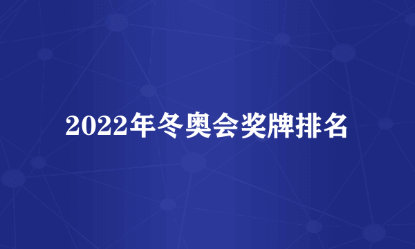 2022年冬奥会奖牌排名