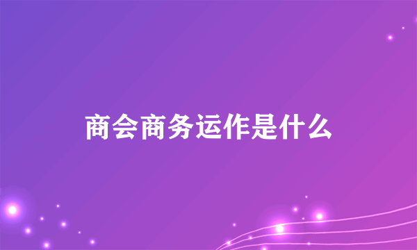 商会商务运作是什么