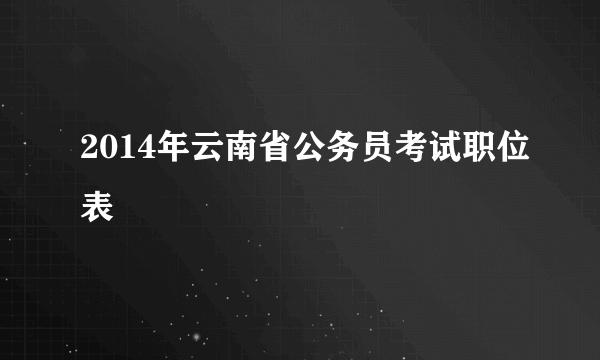 2014年云南省公务员考试职位表