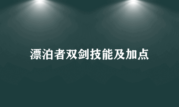 漂泊者双剑技能及加点