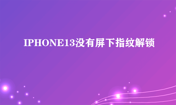 IPHONE13没有屏下指纹解锁