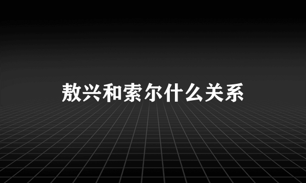 敖兴和索尔什么关系