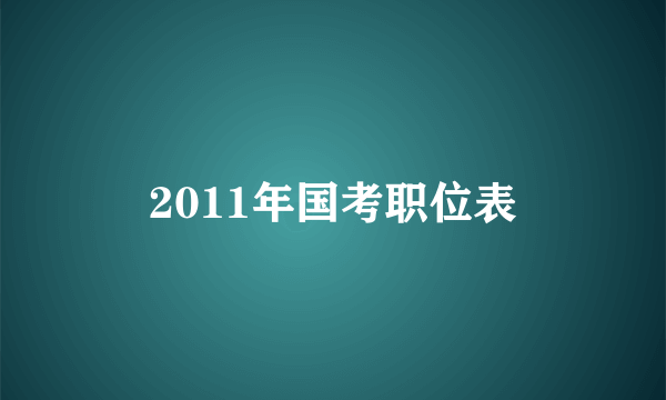 2011年国考职位表