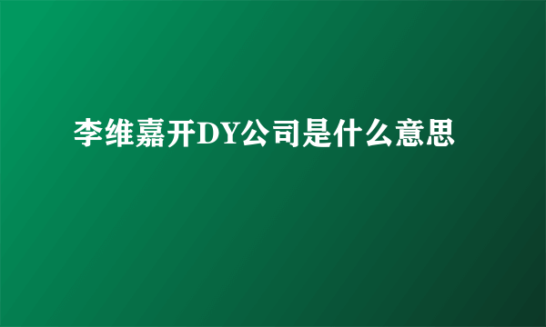 李维嘉开DY公司是什么意思