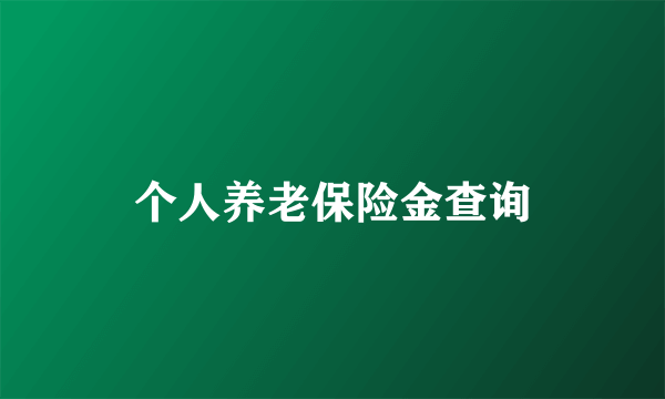 个人养老保险金查询