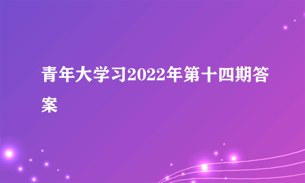 青年大学习2022年第十四期答案