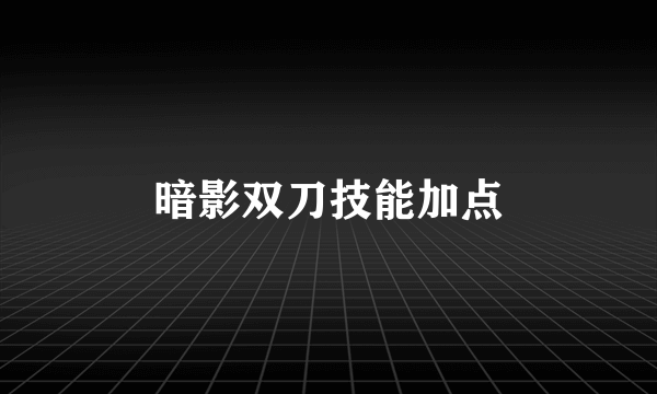 暗影双刀技能加点