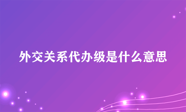 外交关系代办级是什么意思