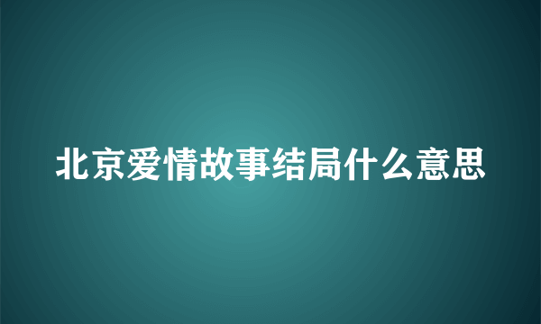 北京爱情故事结局什么意思