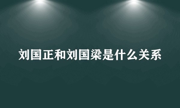 刘国正和刘国梁是什么关系