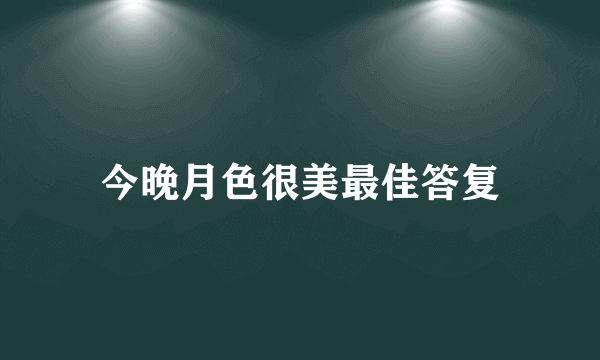 今晚月色很美最佳答复