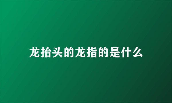 龙抬头的龙指的是什么