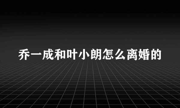 乔一成和叶小朗怎么离婚的