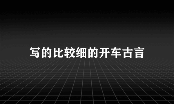 写的比较细的开车古言