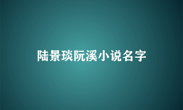 陆景琰阮溪小说名字