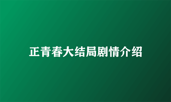 正青春大结局剧情介绍