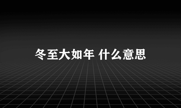 冬至大如年 什么意思