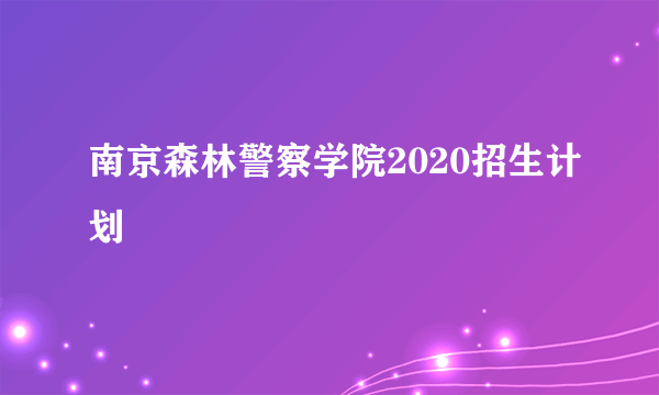 南京森林警察学院2020招生计划