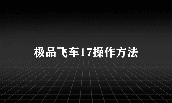 极品飞车17操作方法