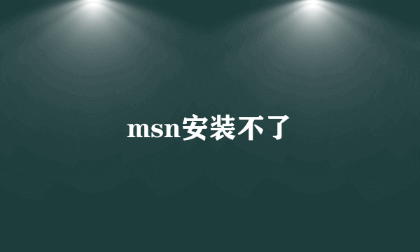 msn安装不了