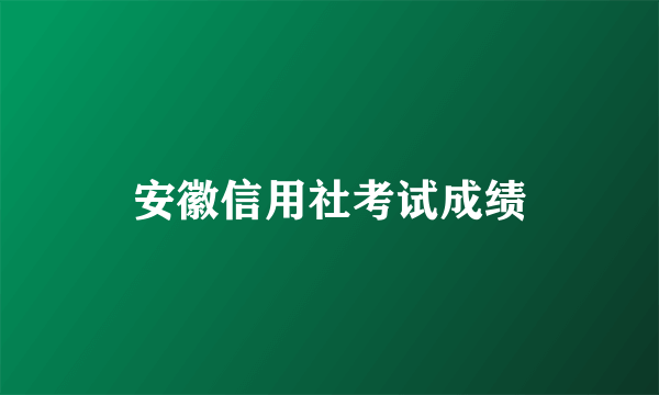 安徽信用社考试成绩