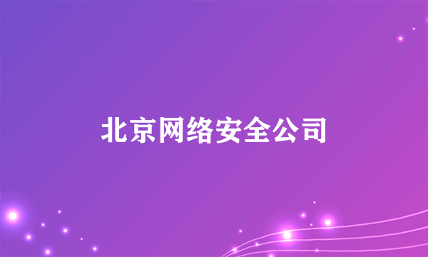 北京网络安全公司