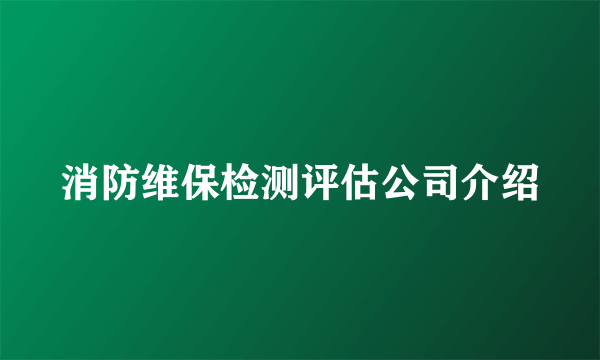 消防维保检测评估公司介绍