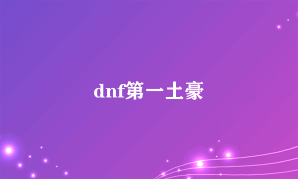 dnf第一土豪