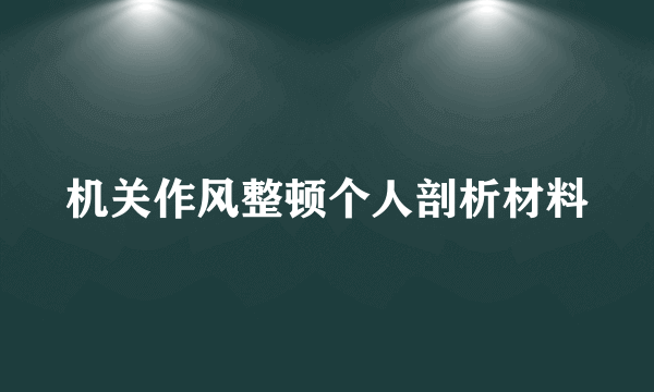 机关作风整顿个人剖析材料