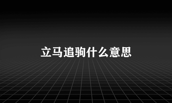 立马追驹什么意思