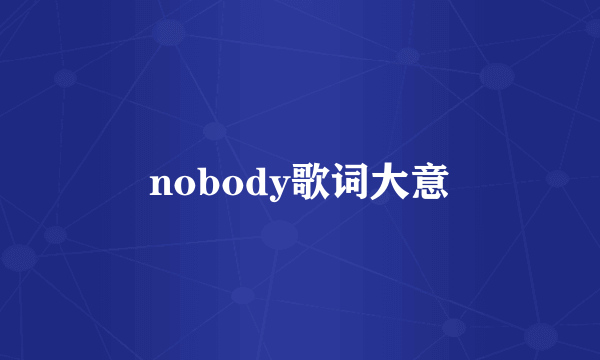 nobody歌词大意