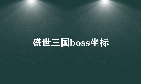 盛世三国boss坐标