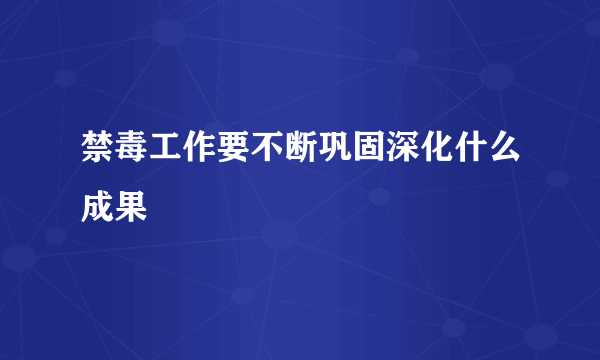 禁毒工作要不断巩固深化什么成果