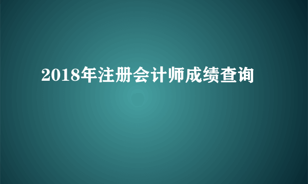 2018年注册会计师成绩查询