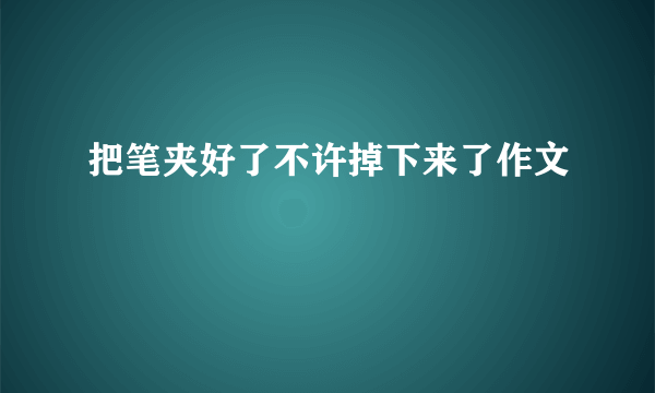 把笔夹好了不许掉下来了作文