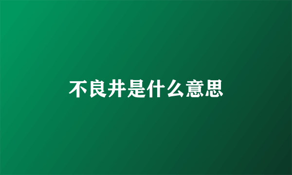 不良井是什么意思