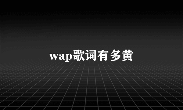 wap歌词有多黄