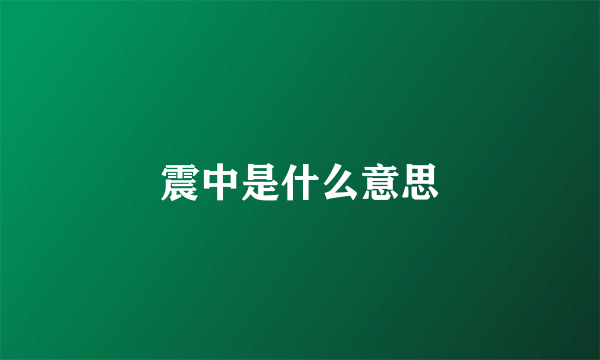 震中是什么意思