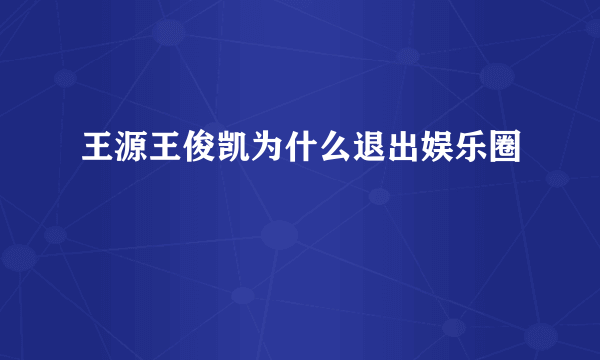 王源王俊凯为什么退出娱乐圈