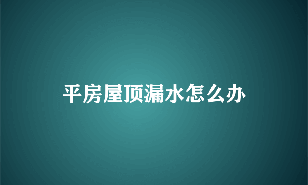 平房屋顶漏水怎么办