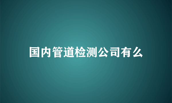 国内管道检测公司有么