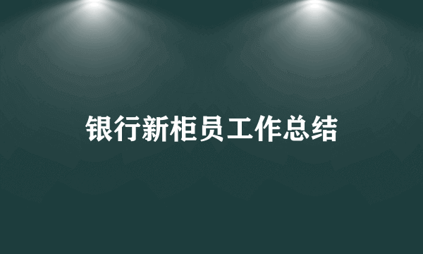 银行新柜员工作总结