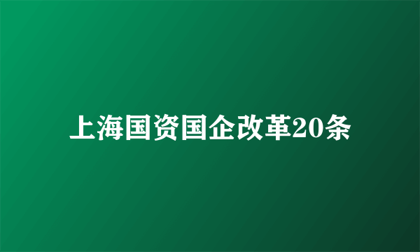 上海国资国企改革20条